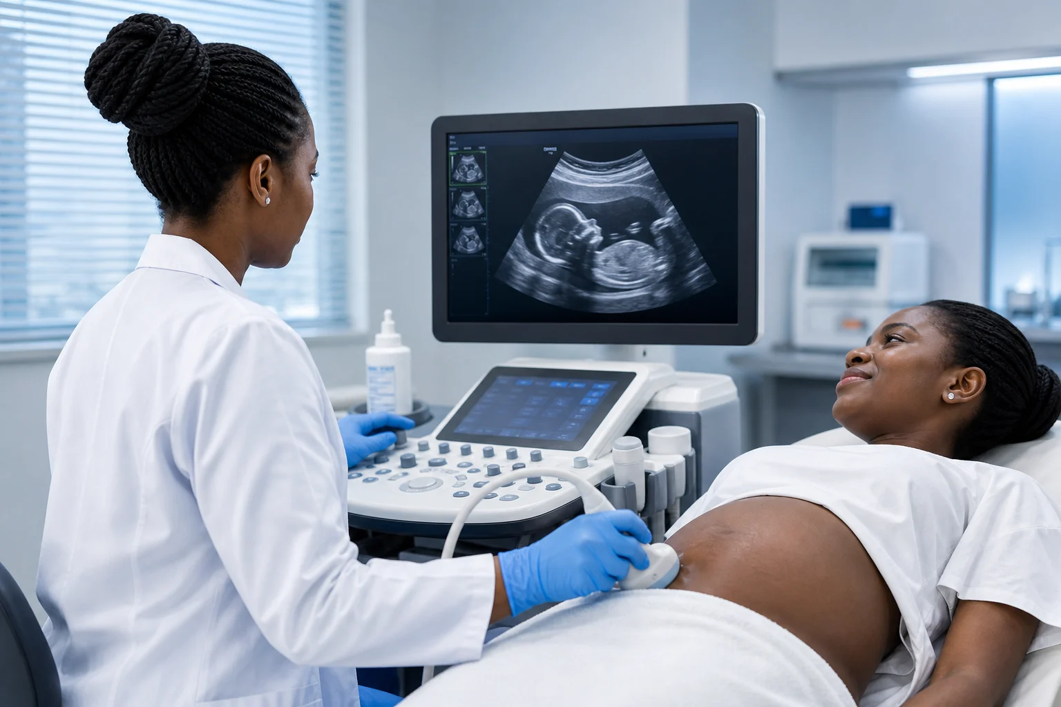A LifeChart sonographer performing an ultrasound examination for a patient